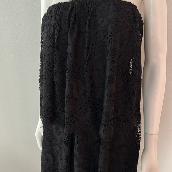 ALEXIS black lace tiered halter straps cocktail party dress S - Picture 2 of 8